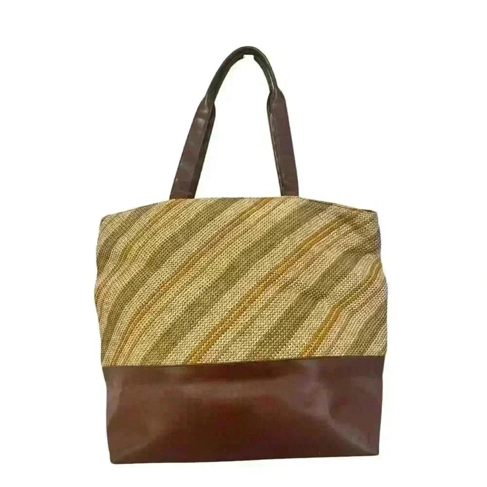 Americana by Sharif Extra Large Weave Design Vintage Tote 22”x15”x9” - Picture 2 of 13